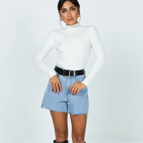 Princess Polly The Butler White Mock Neck Sweater Top - Picture 5 of 13